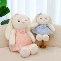 Poupée Lapin à Oreilles Tombantes Tendance la Plus Vendue avec Robe à Nœud Papillon, Fabricant Direct d'Usine de Jouets en Peluche ODM, Personnalisation Pas Chère