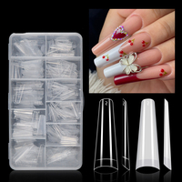 Extra-Long XL Coffin Nail Art Tips No-C Curve Faux Ongles Demi Couverture 550 Pièces Par Boîte Colle pour Extension d'Ongles Populaire pour