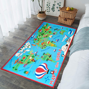Tappeto in Poliestere Ecologico Antiscivolo con Mappa del Mondo Stampata per l'Apprendimento Domestico dei Bambini - Product Image 2
