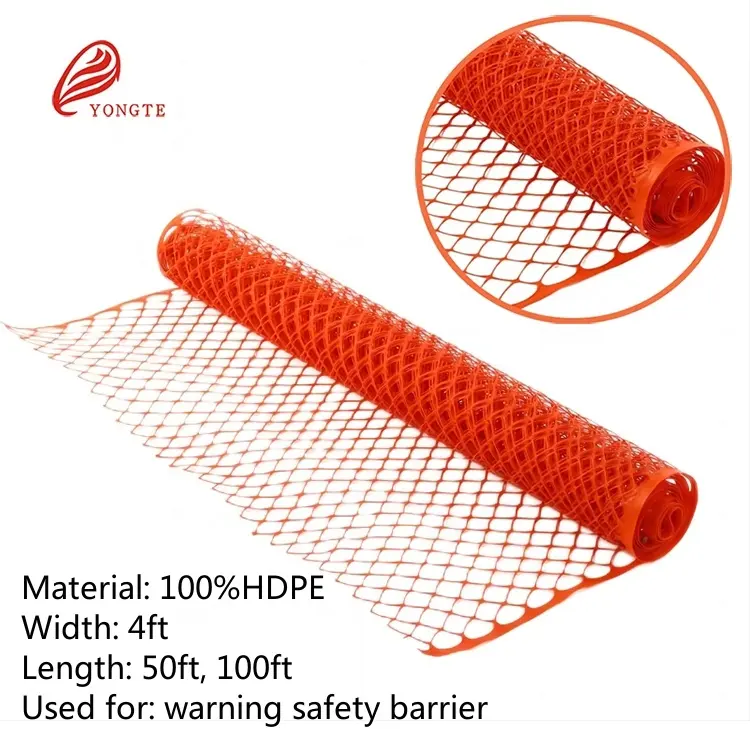 YONGTE usine HDPE orange avertissement de sécurité barrière maille filet en plastique pour avertissement de zones dangereuses