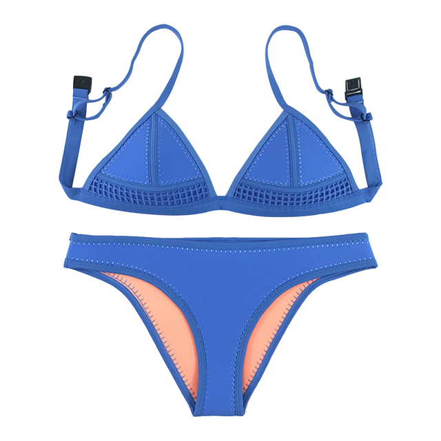 Wholesale Girls Sexy Beachwear Neoprene Swimsuit Women Push up Triangle High Waist Swimwear Bikinis Set
