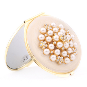 Ngọc Trai Thiết Kế Gương Bỏ Túi Với Pha Lê Và Ngọc Trai Trang Sức Cầm Tay Gương Nhỏ Gọn - Product Image 4