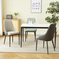 Ensemble de chaises de salle à manger modernes et luxueuses pour 4, 6 ou 8 personnes, pour hôtel, cuisine, café, en cuir et métal, pour banquet, événement, design élégant