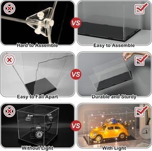 Vitrine en acrylique transparente avec panneaux de 2 mm, base noire et guirlande lumineuse <span class=keywords><strong>LED</strong></span>, pour petits objets de collection et souvenirs, à poser sur table - Product Image 2