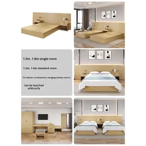 Ensemble de meubles d'hôtel au design moderne pour les chambres d'hôtes standard, chambre à coucher, salon, utilisation rapide, lits en bois de pin personnalisables - Product Image 4