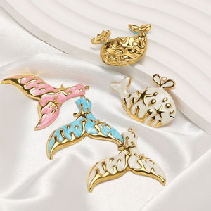 Breloques personnalisées étanches en vrac, plaquées or 14k 18k, en acier inoxydable 316L, breloques émail queue de baleine et de poisson pour la fabrication de bijoux - Product Image 1