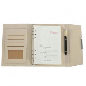 Refillable A5 Hardcover Leather Cover Notebook Card <b>Pen</b> Holder Binder 100 Sheets Custom Logo Gift Let's Party BSCI Certified - Product Image 3
