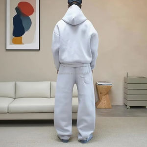 Custom logo French Terry <b>Zip</b> <b>up</b> Hoodie and Sweatpants Set Cotton Designer Sweatsuit Oversized Baggy Blank Tracksuits for <b>Men</b> - Product Image 3