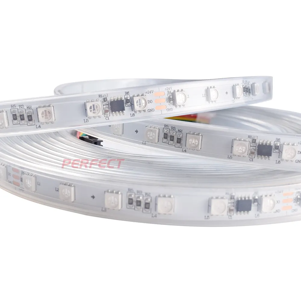 पता 60 एल ई डी/m ws2811 ws2813 smd5050 आरजीबी फ्लेक्स एलईडी पट्टी 12V 24V डिजिटल आरजीबी पट्टी का नेतृत्व किया प्रकाश