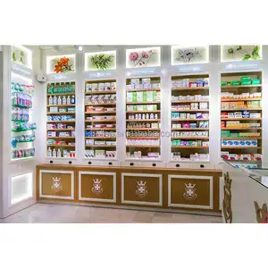 Custom Pharmacy Modular Fixtures Medical Shop Display Rack Professional Health Care Pharmacy Shop Interior Design Decor