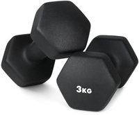 Haltères hexagonaux en caoutchouc noir de 3 kg, ensemble unisexe pour la musculation et les exercices de fitness à domicile, entraînement de force