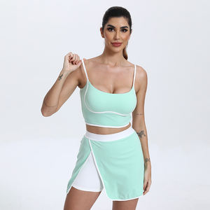 Tweedelige Tennisrok Voor Dames Sportbeha Met Hoge Taille Voor Sportieve Skorts - Product Image 6