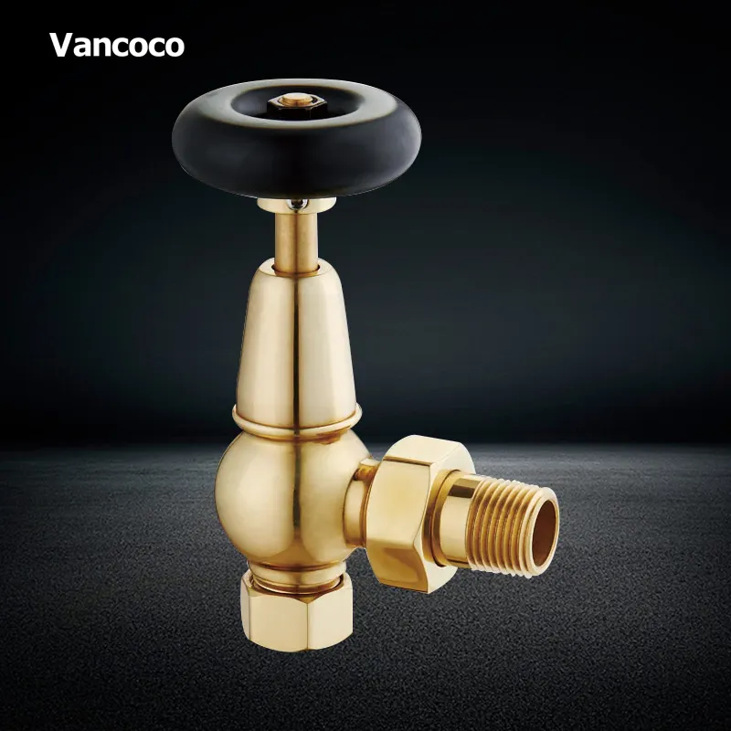 Vancoco IV-243 Ottone Antico Tradizionale Angolo Valvole Termostatiche-TRV e Lockshield Set