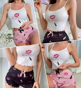 Nouveauté Vêtements pour femmes Camisole imprimée et shorts Mode décontractée Vêtements de maison Ensemble de sous-vêtements Ensemble de pyjamas pour femmes - Product Image 1
