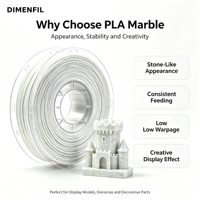 Filament d'impression 3D DIMENFIL PLA Marbre 1,75 mm 1 kg Fournitures pour la fabrication de modèles FDM