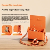 Écouteurs Bluetooth TWS créatifs à clip d'oreille avec étui en cuir, design Pod, écouteurs ENC pour femmes