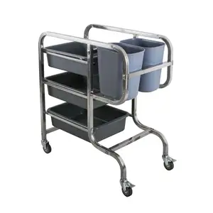 Recién llegado, carrito grande de tres niveles para catering de Hotel, servicio de cocina resistente, servicio de limpieza de alimentos, carrito de empuje para cocina de Hotel