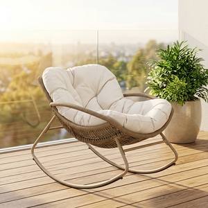 Nouvelle conception de chaise suspendue en forme d'œuf pour patio extérieur, résistante aux intempéries, en rotin PE, avec coussin épais et moelleux - Product Image 4