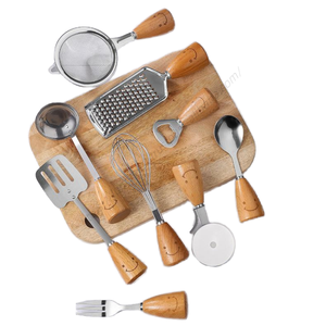 Utensilios de Cocina al por Mayor: Juego de 12 Piezas de Utensilios de Cocina con Cuchara y Espumadera, Mango con Aislamiento de Grano de Madera - Product Image 3