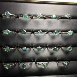 Wholesale Crystal Rings Fashion Jewelry Green Gem S925 Silver Moss Agate Rings For Gifts