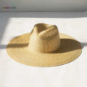 Shinehats 2024 OEM personalizado estilo Panamá ala ancha trigo fino hecho a mano de alta calidad mujeres playa sombreros de paja sol verano <span class=keywords><strong>Sombrero</strong></span> - Product Image 1