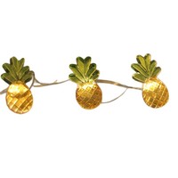 Guirlande lumineuse LED en cuivre à piles en forme d'ananas, lumières féériques pour la plage hawaïenne, les vacances d'été, la table et la décoration intérieure