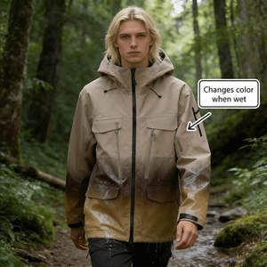 Chaqueta Impermeable y Cortavientos Unisex con Revestimiento Rígido, Transpirable, con Cambio de Color, para Exteriores, con Cuello Alto y Cierre de Cremallera, 100% Impermeable - Product Image 1