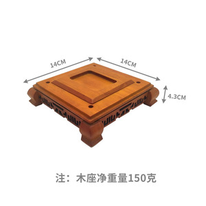 ฐานวางงานแกะสลักไม้เนื้อแข็งทรงสี่เหลี่ยม 14X14X4.3 ซม. งานแฮนด์เมด ของตกแต่งบ้าน กล่องของขวัญ - Product Image 4