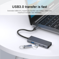 Hub USB-C 4-en-1 USB3.0 4K PD 100W Haute Vitesse 5-8 Ports en Alliage d'Aluminium Station d'Accueil Adaptateur de Charge pour iPad Macbook PC En Stock