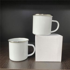Tasses à eau émaillées blanches pour sublimation DIY, 11oz 12oz, en métal, décoratives pour le camping et les feux de camp, pour impression par transfert thermique - Product Image 1
