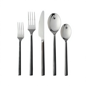 Black Coated 5 Pieces Silverware Set Stainless Steel Luxury Crushed Diamond Stainless Steel High Quality Flatware Cutlery Set - Product Image 1