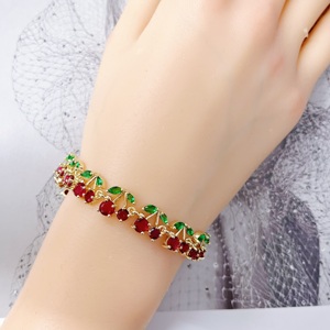Vòng tay mạ vàng 14K kiểu dáng thời trang JML Wholesale, mặt cherry zircon men, dành cho nữ, trang sức dự tiệc - Product Image 3