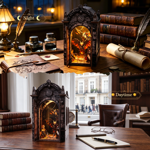 Hamaileon en Stock, Kit de Bricolaje Creativo de Fantasía para Rincón de Lectura con Libro <span class=keywords><strong>Laberinto</strong></span> de Dragones, Luces LED de Fuego, Mini Casas DIY para Adultos - Product Image 2