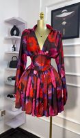 Nouvelle Collection Printemps 2026 – Robe Courte Élégante à Col V et Dos Nu, Taille Haute, Grande Taille, pour Femme, Style Décontracté