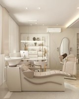 Fauteuil de lavage de luxe inclinable pour salon de coiffure, lit de beauté rembourré avec repose-pieds pour salon de coiffure
