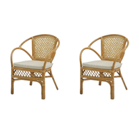 Fauteuil en rotin moderne avec dossier tressé et coussin en mousse pour salon, style scandinave, chaise de détente corona