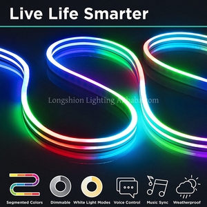 شريط إضاءة نيون <span class=keywords><strong>LED</strong></span> ذكي بتحكم عبر التطبيق، إضاءة <span class=keywords><strong>RGB</strong></span> 360 درجة، 10 أمتار/لفة، لتزيين المنزل والحفلات وإضفاء أجواء مميزة - Product Image 2