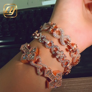 Pulsera de Plata de Ley 925 con Moissanita de 10, 12.5 y 13 mm, Joyería Hip Hop, Certificación GRA, Cadena Cubana, Pulsera con Cruz - Product Image 2