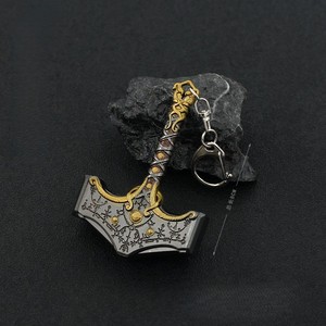 Artisanat en métal fin européen Myth Solre Dieu Marteau Porte-clés Pendentif en métal de zinc Ornements de haute qualité - Product Image 2