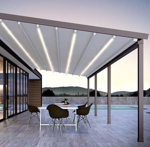 Pergola en aluminium à <span class=keywords><strong>toit</strong></span> <span class=keywords><strong>coulissant</strong></span>, pergola cantilever en métal, grand gazebo, pergola extérieure manuelle ou électrique - Product Image 5