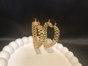 Maßgefertigter Edelstahl 50mm Herz-Rahmen 18K Vergoldeter Ohrring Rollie Zarter Schmuck für Frauen Geschenk - Product Image 4