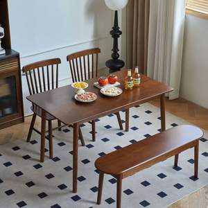 Juego de mesa de comedor de madera maciza de 4 piezas, rectangular, duradero, para uso doméstico y comercial. - Product Image 2