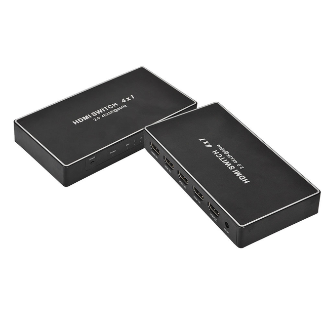 4K 60Hz H DMI 2.0 Switch 4x1 4 in 1 Out Switcher with HDCP 2.2, Support 4K 60Hz for PS4/5, Xbox, Laptop, Button/Remote Control