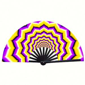 Abanico Grande de Bambú y Satén de Poliéster de 33 cm con Impresión de Logotipo Personalizado, Abanico Arcoíris del Orgullo Gay - Product Image 5