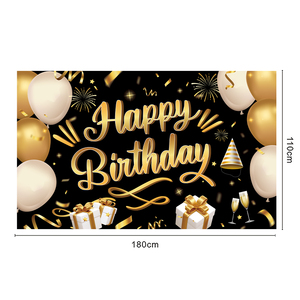 Bannières personnalisées joyeux anniversaire fête d'anniversaire grand noir or <span class=keywords><strong>Photo</strong></span> toile de fond décor anniversaire fond bannière pour 30e 50e - Product Image 3