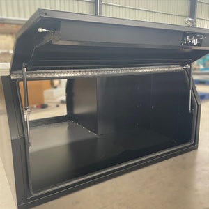 Portable Waterproof 3-Door Aluminum Ute Canopy with Outdoor Lockable <b>Tool</b> <b>Boxes</b> and 1/4 Dog Cage - Product Image 4