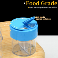 Boîte à bonbons en plastique ronde personnalisée avec support PS, emballage alimentaire pour petits granulés, bouteille à 4 compartiments avec bouchon à vis