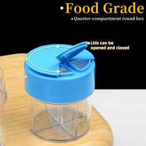 Boîte à bonbons en plastique ronde personnalisée avec support PS, emballage alimentaire pour petits granulés, bouteille à 4 compartiments avec bouchon à vis - Product Image 2