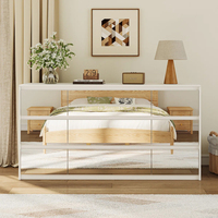 Commode moderne minimaliste blanche avec miroir, fabriquée à la main, avec 10 tiroirs pour le rangement de la chambre et du salon