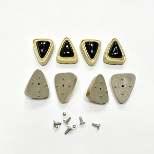 Breloques pour chaussures en résine effet marbre, base dorée en ABS, rivets à pression, décorations triangulaires et ovales pour sandales, clous de quincaillerie pour sacs - Product Image 5